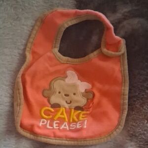 Child of Mine Coral Bib with Monkey and Bow